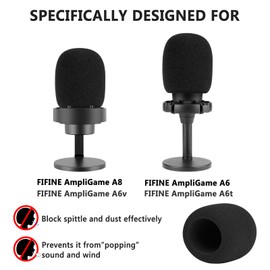 fifine Geekria Foam Windscreen for FIFINE AmpliGame A6, A6V, A6T, A8 Microphone 2 Pack