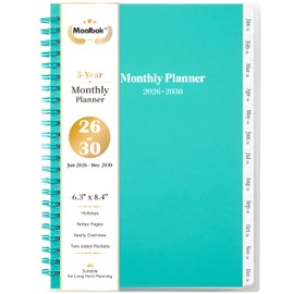 2026-2030 Monthly Planner/Calendar - January 2026 - December 2030, 5 Year Planner with Tabs, 6.4" x 8.5", 60 Monthly Calendar, Two-Side Pocket, 9 Notes Pages, Suitable for Long-Term Planning - Green
