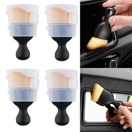 GIYAWA 4 Pcs Car Interior Cleaning Kit Air Vent Dust Brush Set with Dense Bristles & A-Grade Shell Classic Design Auto AC Outlet Detailing Tools with Cover