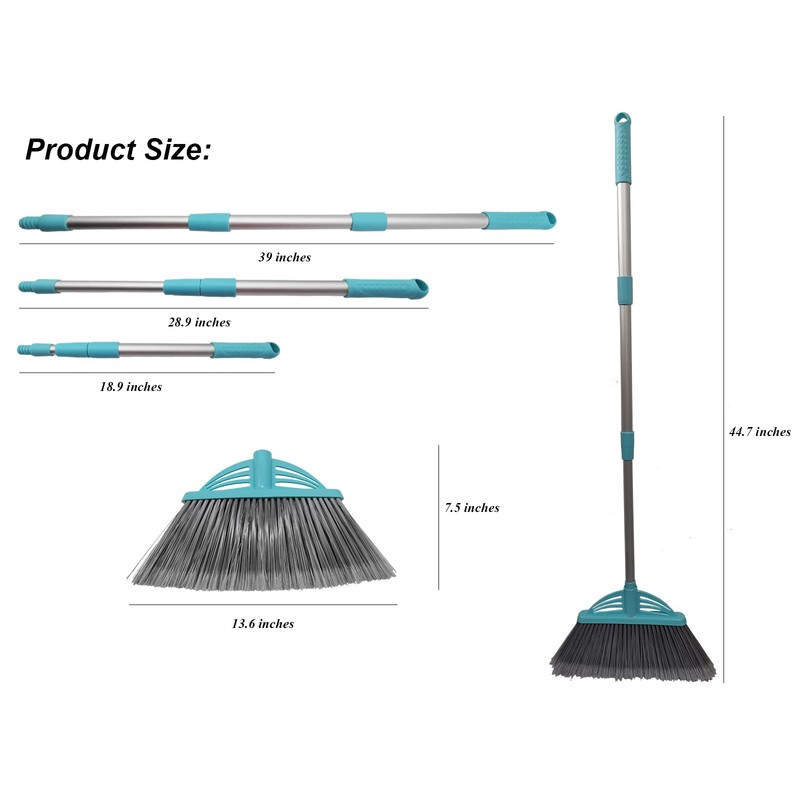 Xifando Three-Section Telescopic Aluminum Alloy Rod Long-Handled Broom for Housekeeping