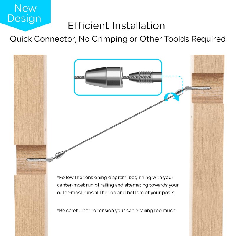 RiaYer 20 Pack Cable Railing Kit QuickLock,Invisible 180° Adjustable Right&Left