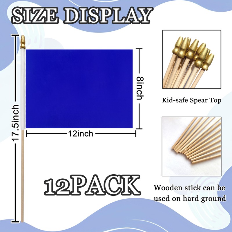 WEITBF 12Pcs 8×12 Inch Solid Blue Flags Small Blank Sublimation