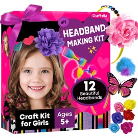 Headband Making Kit for Girls - Make Your Own Fashion Headbands for Kids - DIY Hair Accessories for Girls 4-6 - Arts & Crafts Best Birthday Gifts Ideas - Art Gift for 4 5 6 7+ Year Old Girl