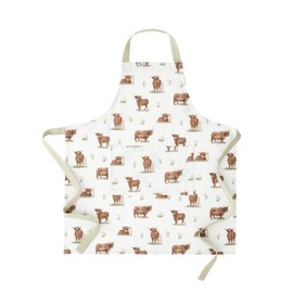 Catherine Lansfield Angus Highland Cow Cotton 70x80cm Kitchen Adult Apron Natural