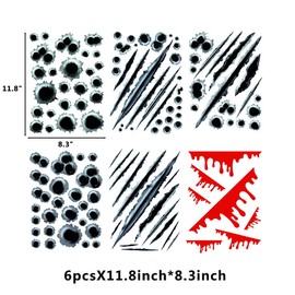 6PCS 3D Bullet Hole Car Stickers Set,Simulation Stereoscopic Fake Gun Bullet Holes Stickers Automotive Tattoo Decorations Accessories Bullet Waterproof Car Decals