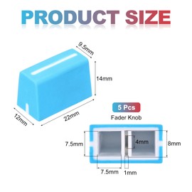 sourcing map Universal Fader Knobs, Blue Mixer Fader Caps Slider Potentiometer Replacement Rubber for DJ Controller Mixer Console, 5 Pack