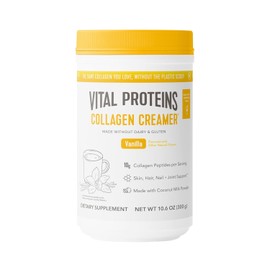 Vital Proteins Crema de café de colágeno, polvo no lácteo y bajo en azúcar con suplemento de péptidos de colágeno, apoya el cabello saludable, la piel, las uñas con MCT que aumentan la energía, vainilla, 11 onzas