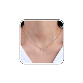 Cimenexe Bohemian Crystal Star Choker Necklace Gold Star Pendant Necklace Minimalist CZ Star Chain Necklace Rhinestone Star Collar Necklace Jewellery for Women, Zinc, No Gemstone