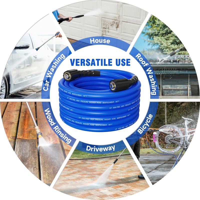 ClearRush Pressure Washer Hose 100FT 1/4'' Kink Resistant 3600 PSI