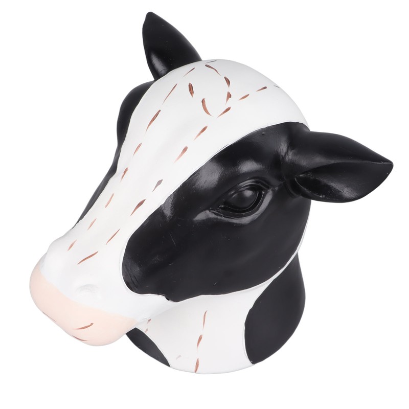 Black White Cow Head Wearing Glasses Statues Resin Stable Glasses