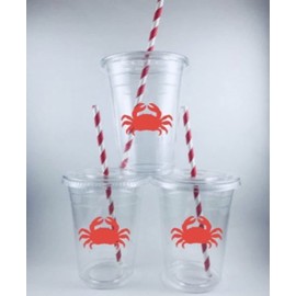 Disposable Crab Birthday Party Cups Set of 12 Crabs