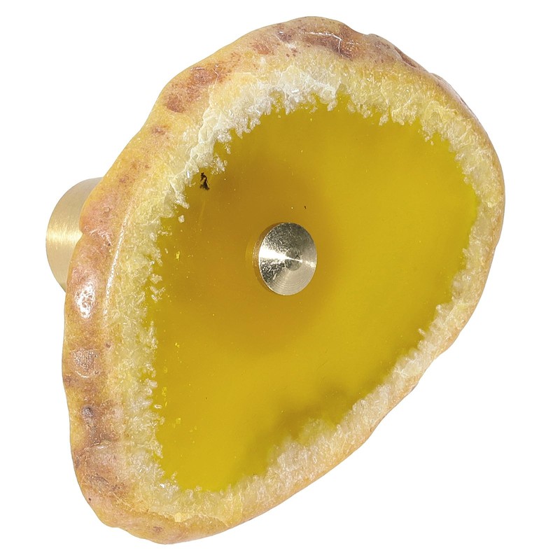 mookaitedecor Set of 4 Yellow Agate Crystal Drawer Knobs with