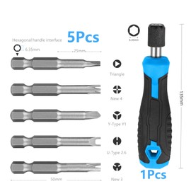 5-Piece Specially Shaped Screwdriver Set with Screwdriver Handle, Special Bit Set, Triangle Screwdriver, Special Screwdriver, Special Shaped Screwdriver Set 50 mm