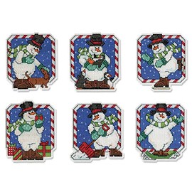 Design Works Crafts Snowmen Cross Stitch Ornament Kit, Candy Cane (14 Count)