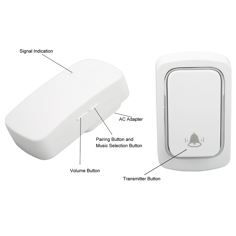 Wireless Doorbell 1 to 1 Door Bell IP68 Waterproof Battery