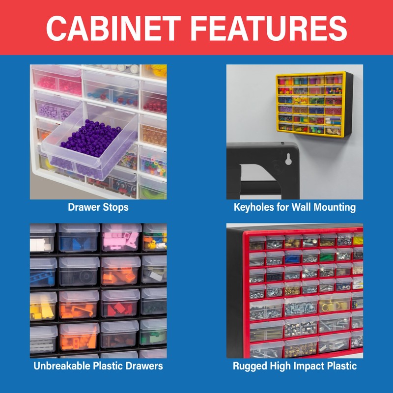Akro-Mils 16-Drawer Plastic Drawer Storage Cabinet for Garage Organization, Beads,