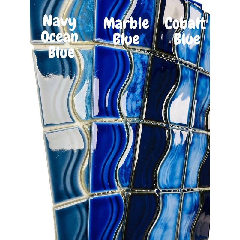 Tenedos Marble Blue Wavy Glossy Porcelain Lineup Border Pool Wall