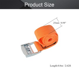 MroMax 0.98" x 2.62ft Lashing Straps Polypropylene Cam Buckle Lashing Straps 112lbs Load Cargo Tie Down Strap for Moving Cargo Orange 2Pcs