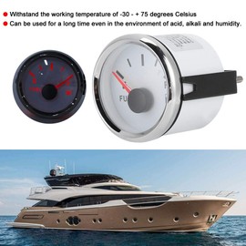 52 mm / 2 Inch Oil Tank Indicator Fuel Level Indicator Heating Oil Fuel Indicator 0-190 Ohm Signal Hand Display for Ship Cars (White Dial)
