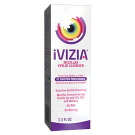 iVIZIA iVIZIA Micellar Eyelid Cleanser for Sensitive Eyelid Cleansing, BAK-Preservative-Free, Rinse-Free, Gently Removes Makeup, 3.3Fl Oz Bottle