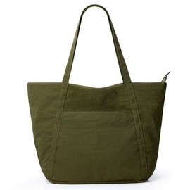 KALIDI Large Tote Bag With Zipper Olive Green Handbag Work Bags for Women For Travel, Office, School, College