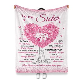 Levens to My Sister Blanket - 60"x50" Soft & Warm Sister Gift from Sister or Brother, Perfect Birthday, Inspirational Big Sister Blanket for Women, Best Sister Ever Gifts