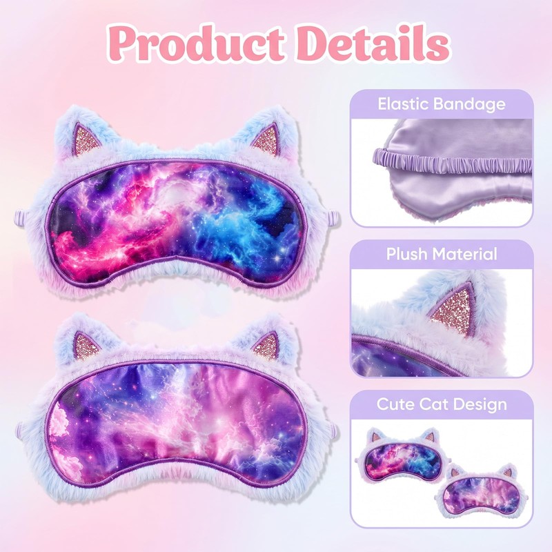 2 Pcs Sleep Mask, Cute Starry Sky Eye Mask, Adjustable