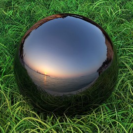 Lulu Decor, Titanium Stainless Steel Gazing Mirror Ball Size 16, Smooth Reflective Shiny Garden Decoration Globe