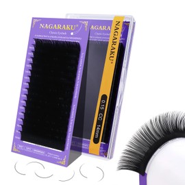 NAGARAKU Eyelash Extensions Individual Lashes Extensions Classic Lash Matte Black 16 Rows Soft Natural Matte Black Professional Beauty Salon Lash Supplies -0.15CC 14mm