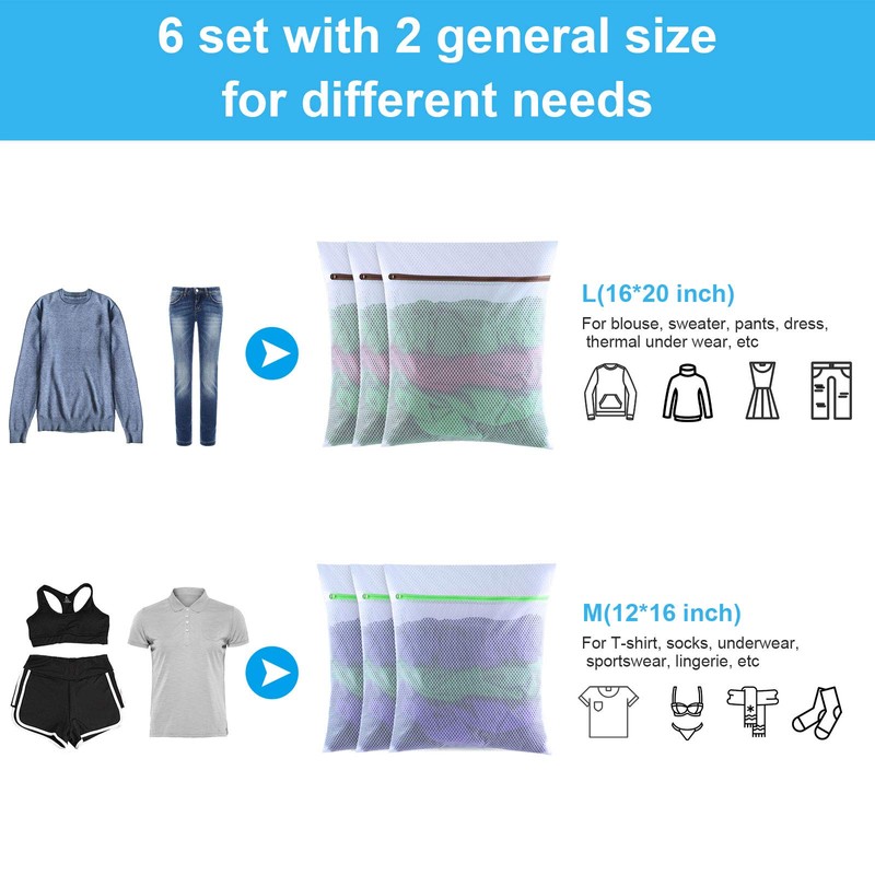 Gogooda Laundry Bags Washing Machine Bags (Diomond Mesh(6 PCS))