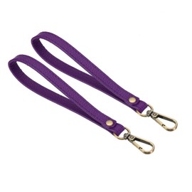 PATIKIL 8 Inch Wristlet Strap, 2 Pack PU Leather Wristlet Keychain Wrist Strap Replacement with Bronze Metal Key Ring Lock for Wallet Purse Key, Purple