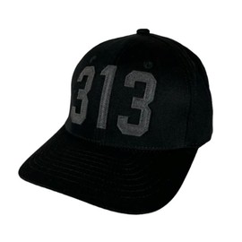 Detroit 313 Hat for Men | Structured Mid Profile Six Panel Premium Chino Twill Baseball Cap, Black/Charcoal, One Size