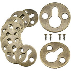 Round Metal Keyhole Hanging Films Shelf Brackets for Picture Frame Hanging - 10 PCS, Bronze