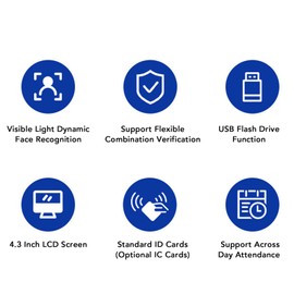 Time Clocks for Employees, Office Time Card Machine Automatic Punch with Face, Password, Card in One, 500 User Capacity, Supports Multiple Languages