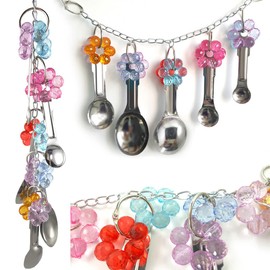 Yamibobo Bird Toy Bird Parrot Toy Spoon, Colorful Stainless Steel and Acrylic Cage Décor, Beak Conditioner for Birds with Soft Beaks, Good for Bird's Mental and Physical Health