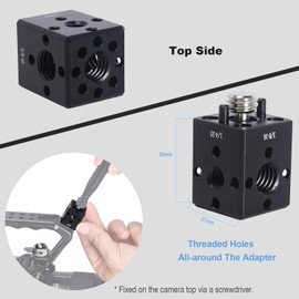 NICEYRIG Camera Accessory Mount Extension for ARRI Location Hole, 5 in 1 DSLR Cage Converter Adapter for Ball Head Magic Arm, Low Friction, Cold Shoe Adapter, 15mm Rod Clamp - 565