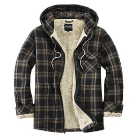 Elesuit Mens Flannel Hoodie Cotton Lightweight Jacket Casual Warm Plaid Jacket for Men Yellow X-Large