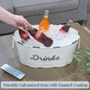 AuldHome White Enamelware Drinks Tub; Rustic Metal Beverage Serving Container