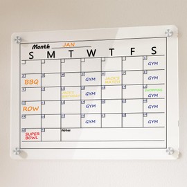 Neatsure Acrylic Calendar Whiteboard for Wall, Small Clear Monthly Planner Dry Erase White Board for List, Kitchen, Planning, Memo, 15"x11"