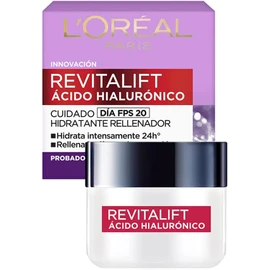 L'Oréal Paris Revitalift Crema de Día con Ácido Hialurónico Puro | Hidratación 24h + Protección Solar | Antiarrugas, 50ml
