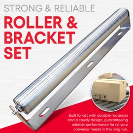 Heavy Duty Galvanized Steel Rollers Bracket Set: Conveyor Sytem, Ideal: Expanding Workspace & Assembly for Woodworking Saw Table Belt, 21″ Length, 1.9″ Diameter, 250lb Cap by Ultimation 2-Pack