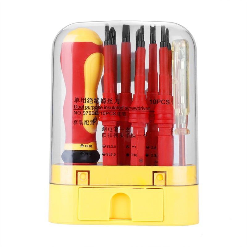 10 in 1 Insulated CRV Screwdriver Set 500V Electrician Screwdriver