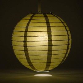 Quasimoon PaperLanternStore Decorative Paper Lantern - (Single, 10-Inch, Gold, Even Ribbing) Round Paper Lantern - Ideal Wedding and Party Decor or Home Accent, Lighting Optional
