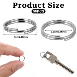50pcs 10mm Mini Split Jump Ring with Double Loops Round Edge Key Chain Rings Small Open Jump Rings Metal Rings Connectors for Jewellery and Crafts Making, Silver