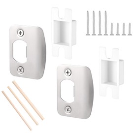 1 Set Door Strike Plate, Standard Door Latch Restorer Striker Lock Plate Heavy Duty Latch Reinforcement Plate Security Hardware for Home Office Store Exterior Interior Door Repair Fix (Silver)