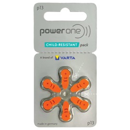 Power One Hearing aid Batteries Size 13 - p13 Battery for Hearing aid, Long-Lasting. Mercury-Free 1.45v zinc-air Hearing aid Batteries. (120 Batteries + Free Clip ‘n go Slide Zipper Pouch)
