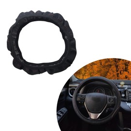 Flygun 1 PC Car Steering Wheel Cover, 14.96In Waterproof Breathable Leather Vehicle Steering Wheel Anti-Slip Accessories, Universal Automotive Steering Wheel Protector for Truck SUV (Black & Red)