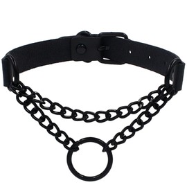 Fc'Noqgn Leather Necklace Women Men Adjustable Leather Gothic Necklace, Leather, No Gemstone