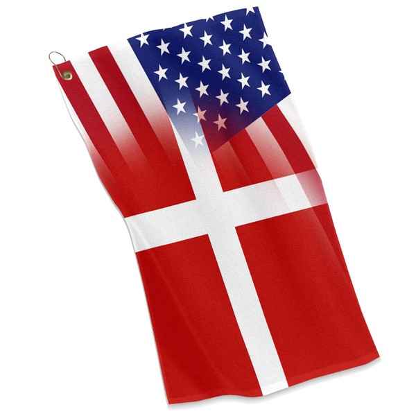 ExpressItBest Golf/Sports Towel - Flag of Denmark & USA - Danish