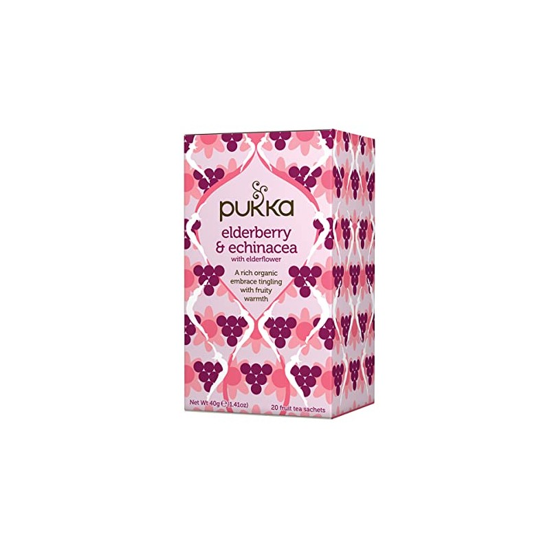 Pukka Herbs Elderberry & Echinacea Tea 20 sachet X 5